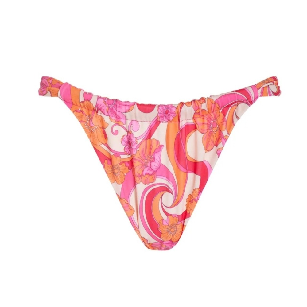 Cin Cin Marina Retro Psychedelic Floral Bikini Bottoms Pink Orange Medium